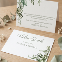 Danksagungskarten Hochzeit – Elegante Postkarte Greenery Design - Individuelle Einladung