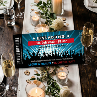 Einladung Hochzeit Ticket – Stilvolle Einladungskarten Hochzeit Party - Individuelle Einladung