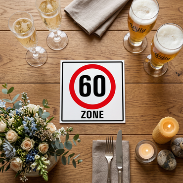 Einladung zum 60. Geburtstag: Verkehrsschild 60 Zone - Individuelle Einladung