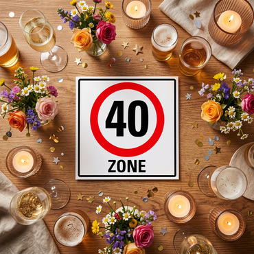 Einladung zum 40. Geburtstag: Verkehrsschild 40 Zone