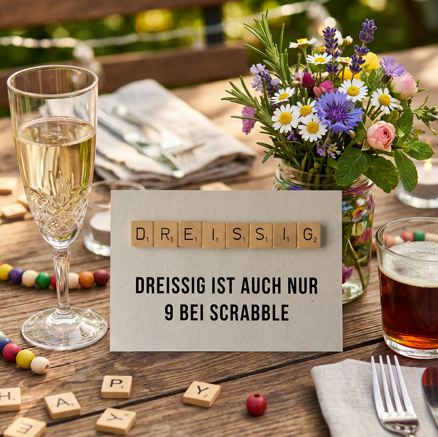 30 Geburtstagskarte Scrabble – Lustige Glückwunschkarte zum Dreißigsten mit humorvollem Spruch