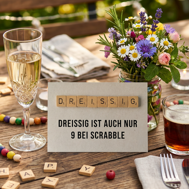 30 Geburtstagskarte Scrabble – Lustige Glückwunschkarte zum Dreißigsten mit humorvollem Spruch