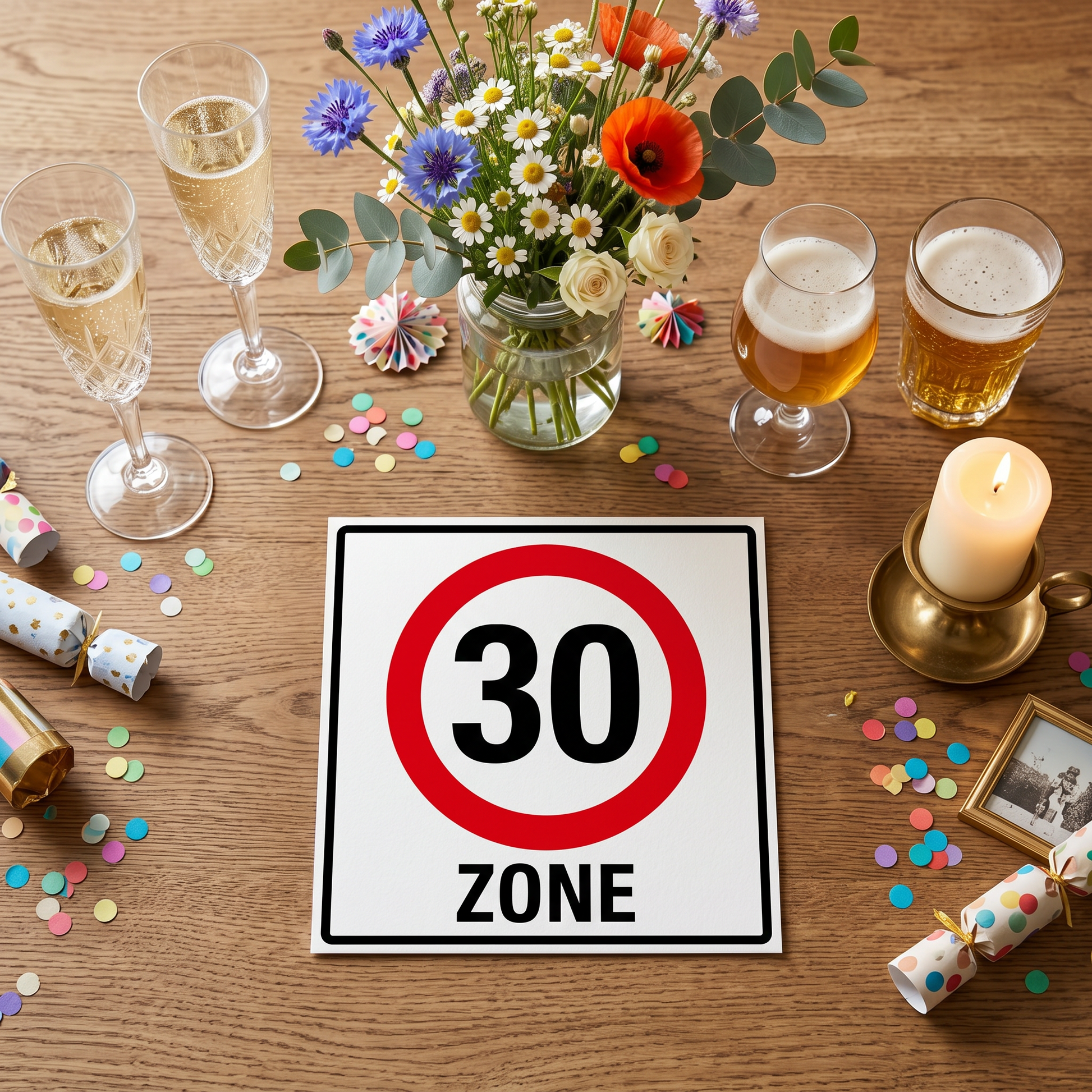 Einladung zum 30. Geburtstag: Verkehrsschild 30 Zone - Individuelle Einladung