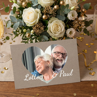 Einladung Goldene Hochzeit – Rustikale Hochzeitseinladung mit Herzfoto