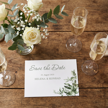 Save the Date Karten Hochzeit | Botanische Karten Greenery – Individuelle Einladung & Postkarte