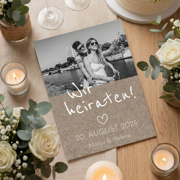 Einladung Hochzeit Rustikal – Karte mit Foto | Vintage Stil
