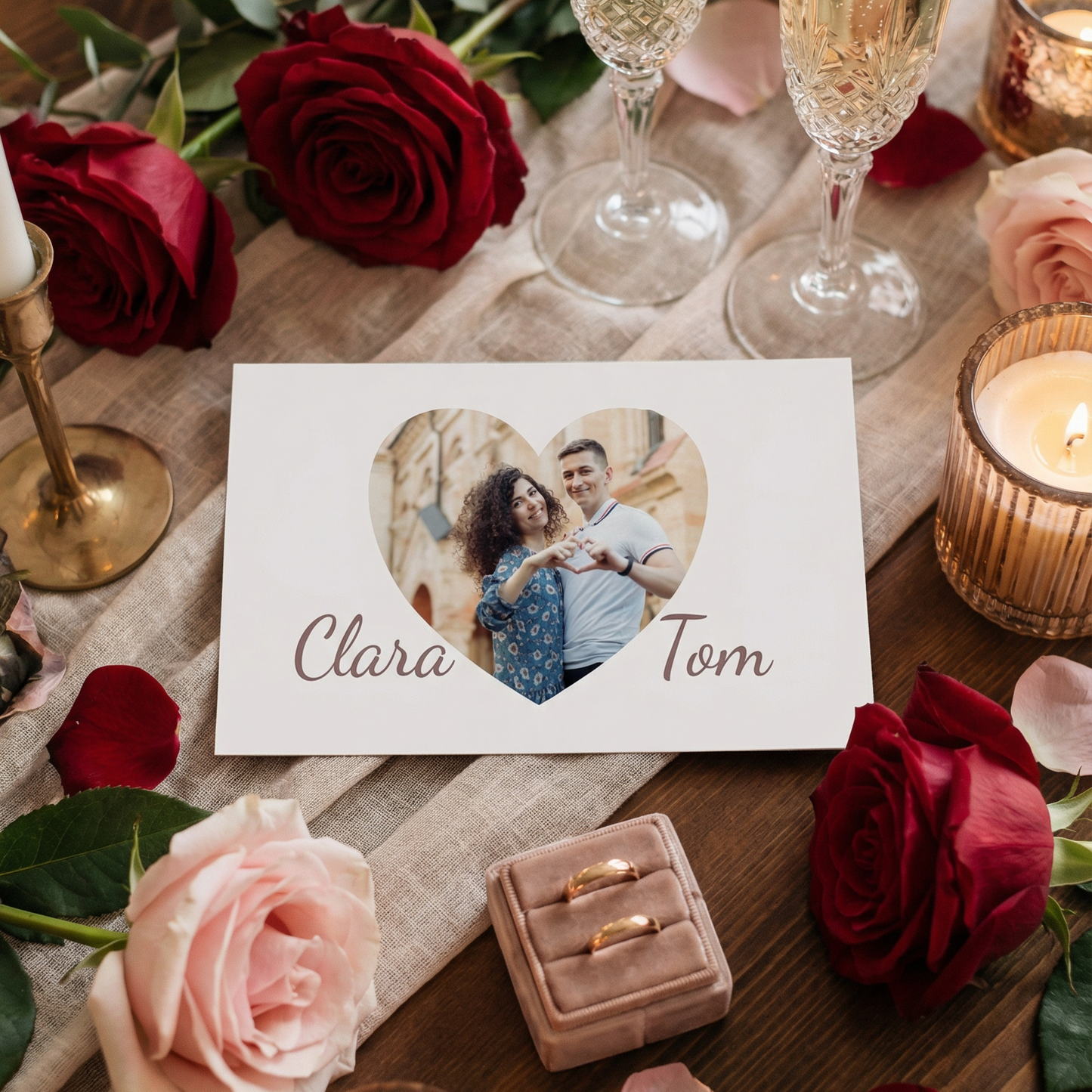 Einladung zur Hochzeit: Herzfoto - Postkarte - Individuelle Einladung