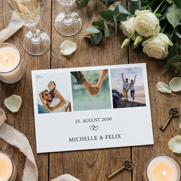 Einladung Hochzeit – Romantische Einladungskarte True Love | Personalisierte Hochzeitskarte - Individuelle Einladung