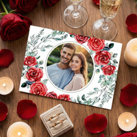 Romantische Rosen Einladung – Elegante Hochzeitseinladung mit Foto & klassischem Design - Individuelle Einladung