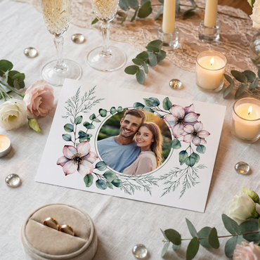 Save the Date Karten Hochzeit – Romantische Karte mit Foto | Elegante Romantic flowers