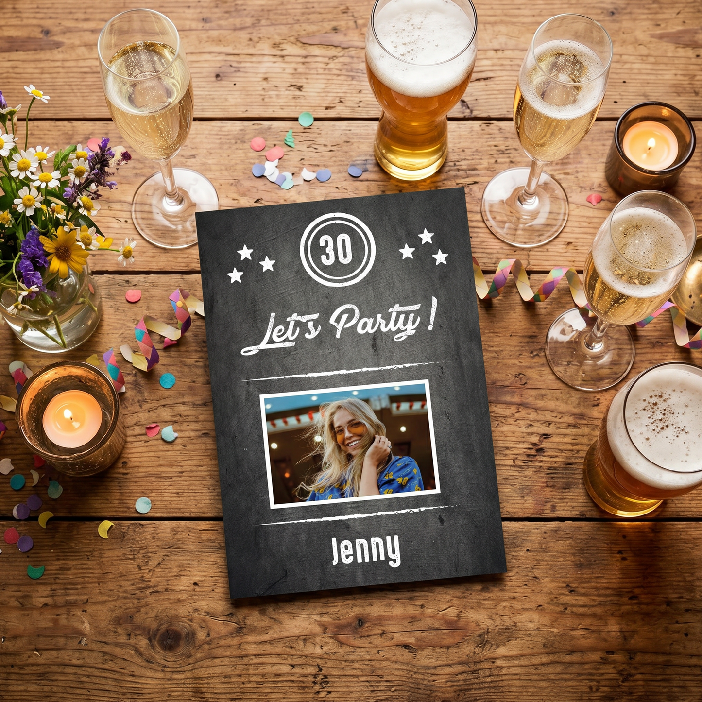 Einladung zum 30. Geburtstag: Let´s Party - mit Foto - Individuelle Einladung