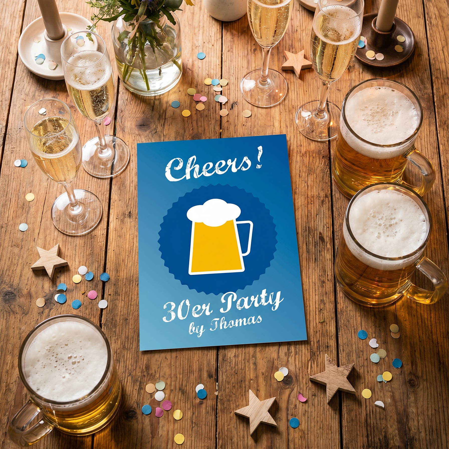 Einladung 30 Geburtstag – Lustige Einladungskarte mit Bierkrug Design zum Feiern - Individuelle Einladung