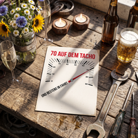 70. Geburtstag Karte – Lustige Geburtstagskarte Tacho Motiv mit Spruch | DIN A6 Postkarte - Individuelle Einladung