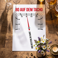 Einladung zum 80. Geburtstag: 80 auf dem Tacho… und bestens in Fahrt - Individuelle Einladung