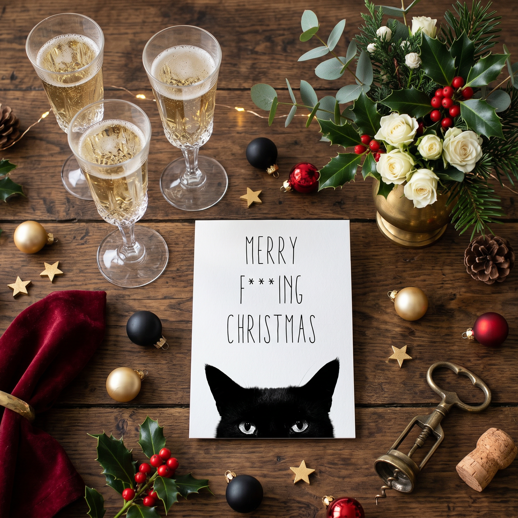 Lustige Weihnachtskarte Katze – Sarkastische Weihnachtsgrußkarte DIN A6 Format - Humorvoll - Individuelle Einladung