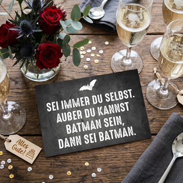 Glückwunschkarte Batman – Lustige Geburtstagskarte DIN A6 Postkarte mit humorvollem Spruch - Individuelle Einladung
