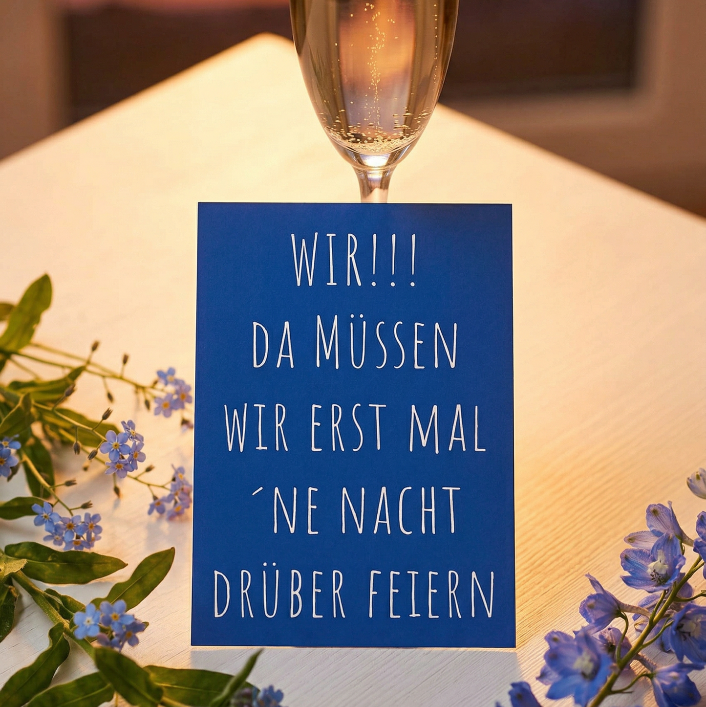 Moderne Hochzeitseinladung „WIR! NACHT DRÜBER FEIERN“ | Humorvolle Hochzeitsparty-Einladung - Individuelle Einladung