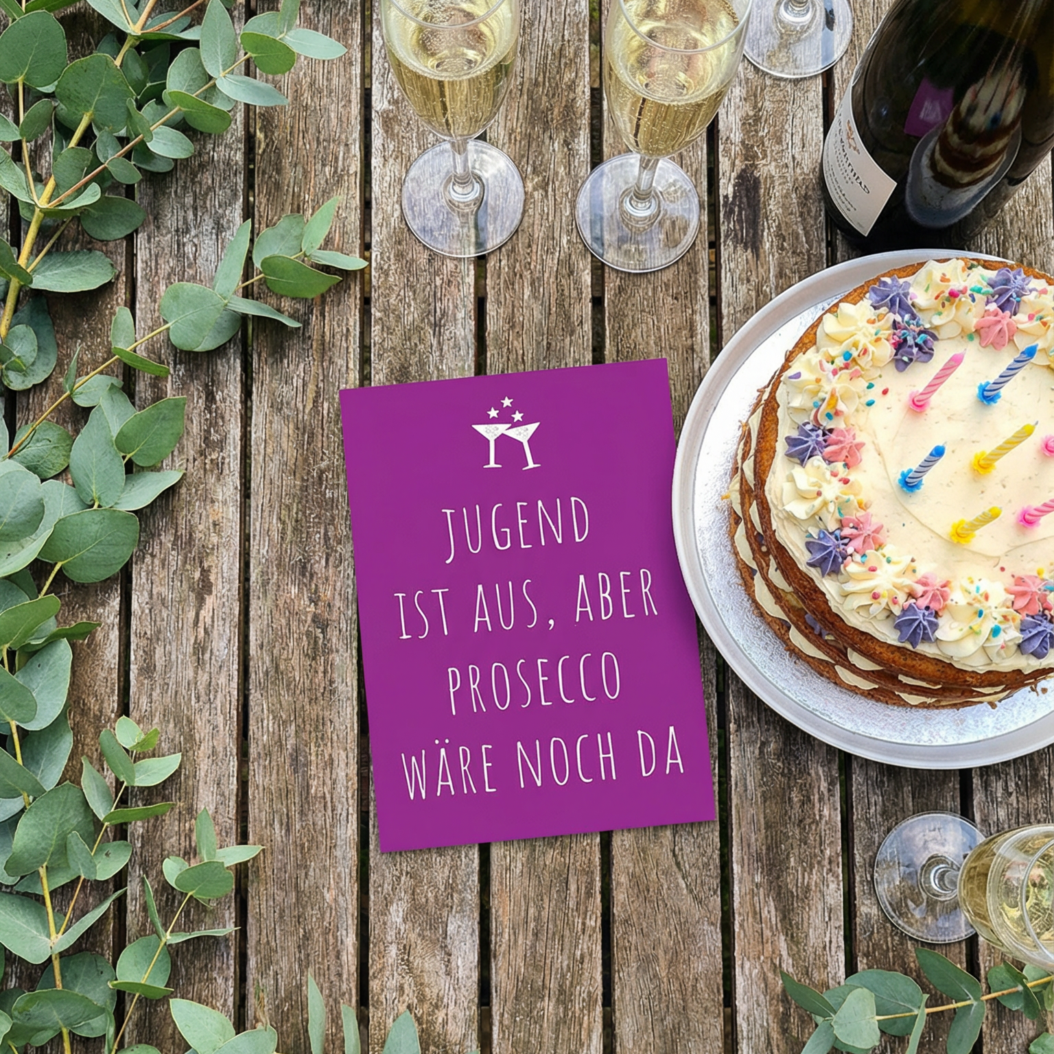 Einladung zum Geburtstag: Prosecco - Individuelle Einladung