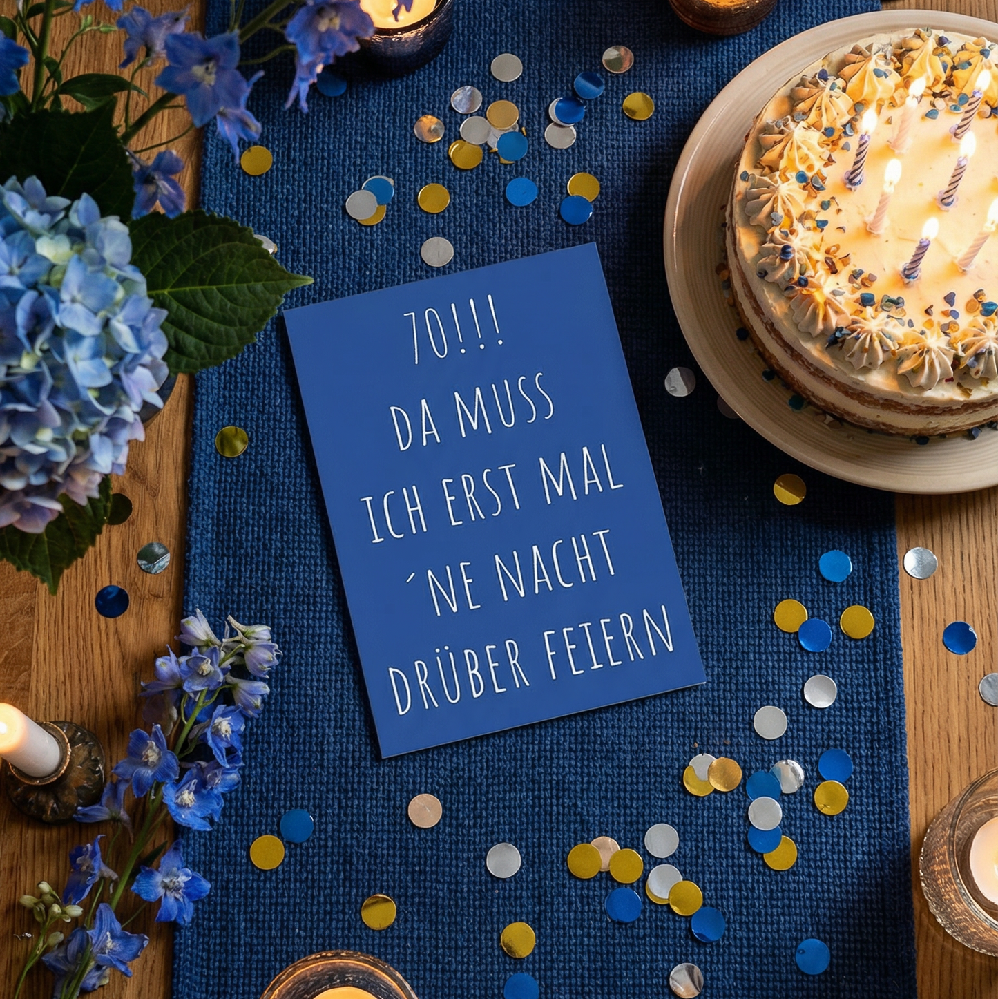 Einladung zum 70. Geburtstag: Da muss ich erst mal ´ne Nacht drüber feiern - Individuelle Einladung