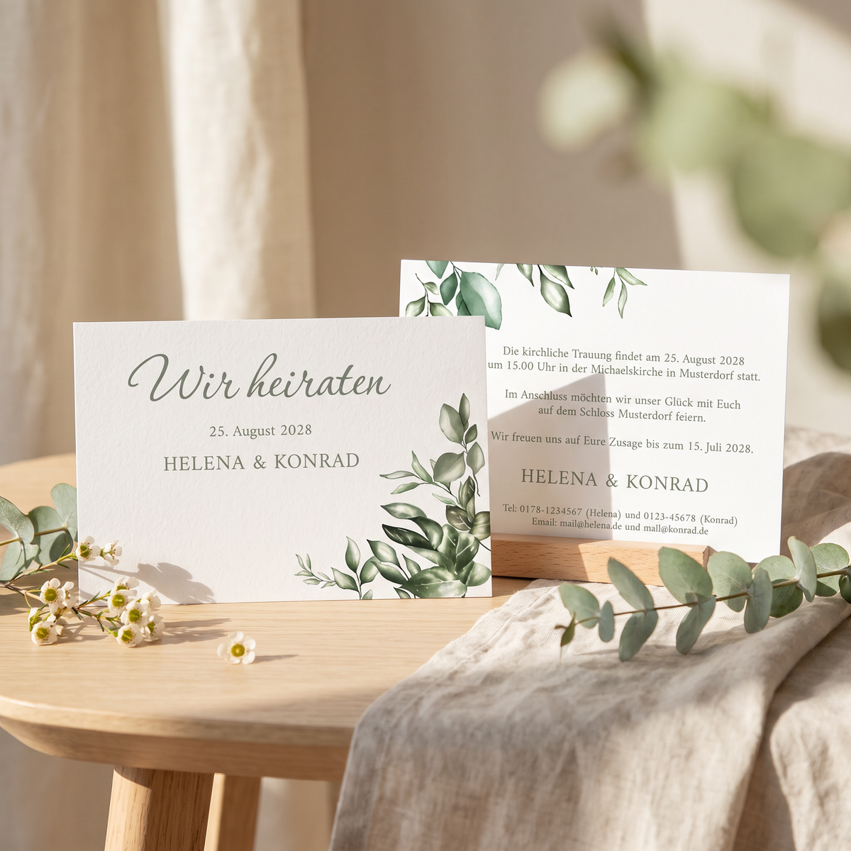 Einladung Hochzeit Greenery – Hochzeitskarte mit Ranken Design