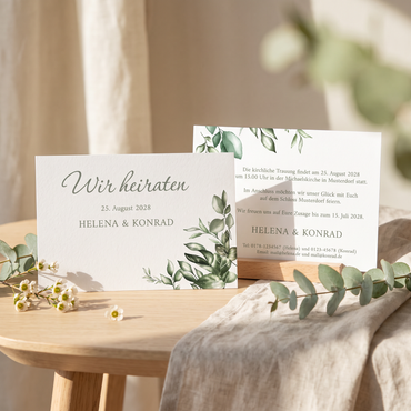 Einladung Hochzeit Greenery – Hochzeitskarte mit Ranken Design