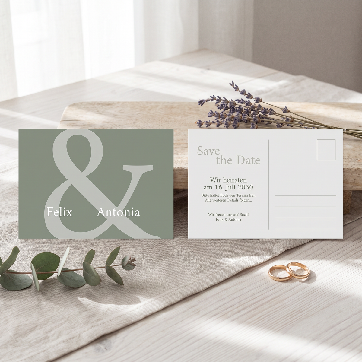 Save the Date Karten Hochzeit Aloe Vera – natürliche Hochzeitseinladung