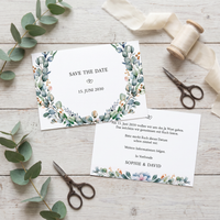 Save the Date Karten Hochzeit – Aquarell flower Design | Romantische Einladungskarten online