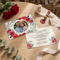 Romantische Rosen Einladung – Elegante Hochzeitseinladung mit Foto & klassischem Design
