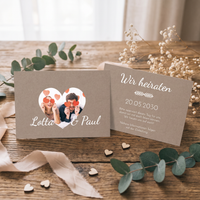 Save the Date Karten Hochzeit – Rustikale Einladung mit Herzfoto | Liebevolles Design