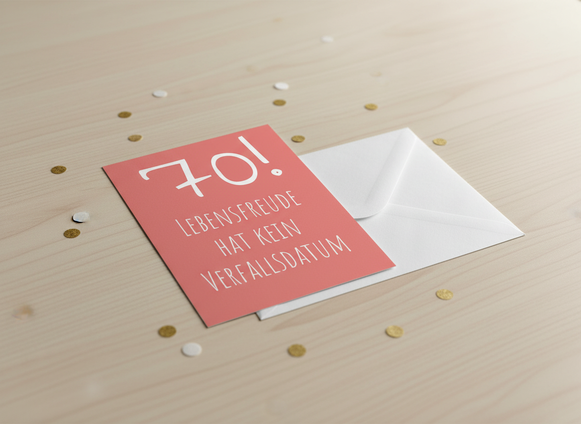 Einladung zum 70. Geburtstag: Lebensfreude hat kein Verfallsdatum! - Individuelle Einladung