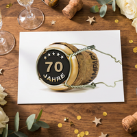 70 Geburtstag Karte – Lustige Geburtstagskarte DIN A6 Mit Champagnerkorken Design - Individuelle Einladung