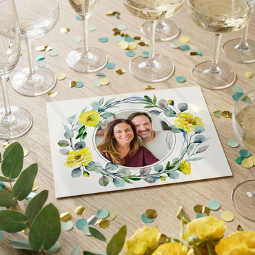 Einladung Silberne Hochzeit – Romantische Einladungskarten mit Frühlingsduft & Foto - Individuelle Einladung