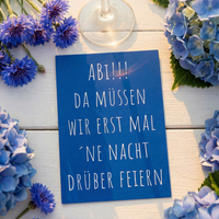 Abiball Einladung – Nacht drüber feiern – Blau und voll personalisierbar - Individuelle Einladung
