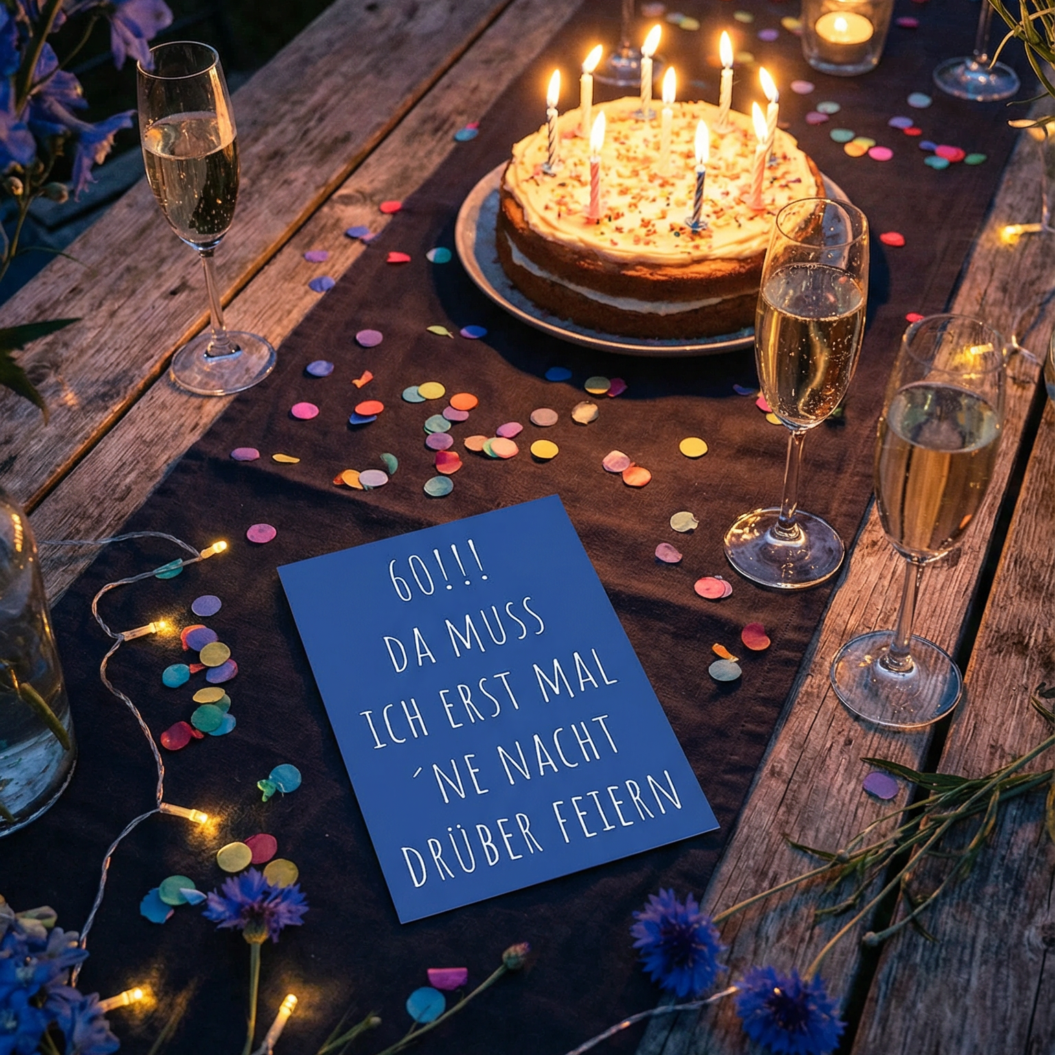 Einladung zum 60. Geburtstag: Da muss ich erst mal ´ne Nacht drüber feiern - Individuelle Einladung