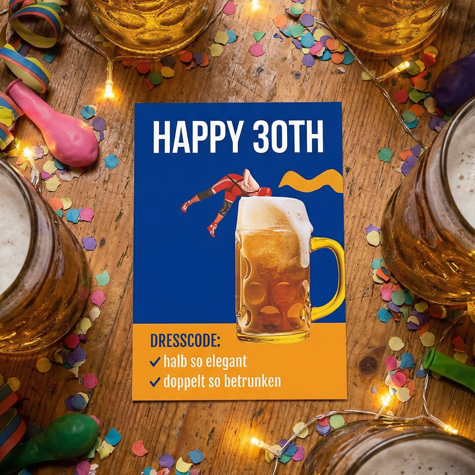 Einladung zum 30. Geburtstag: Halb so elegant - Individuelle Einladung