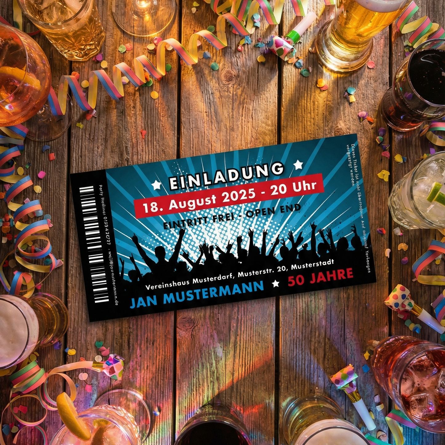 Einladung zum 50. Geburtstag: Ticket - Individuelle Einladung