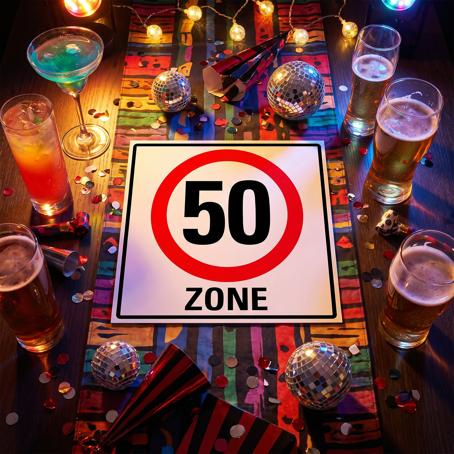 Einladung zum 50. Geburtstag: Verkehrsschild 50 Zone - Individuelle Einladung
