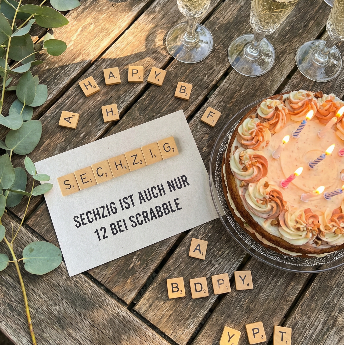 Einladung zum 60. Geburtstag: Scrabble