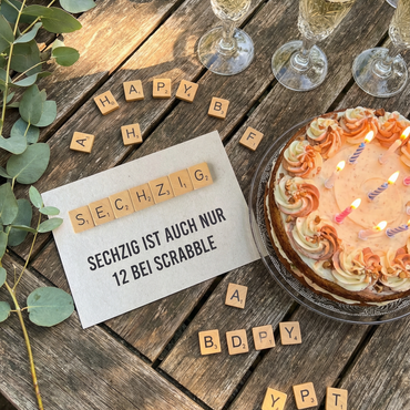 Einladung zum 60. Geburtstag: Scrabble