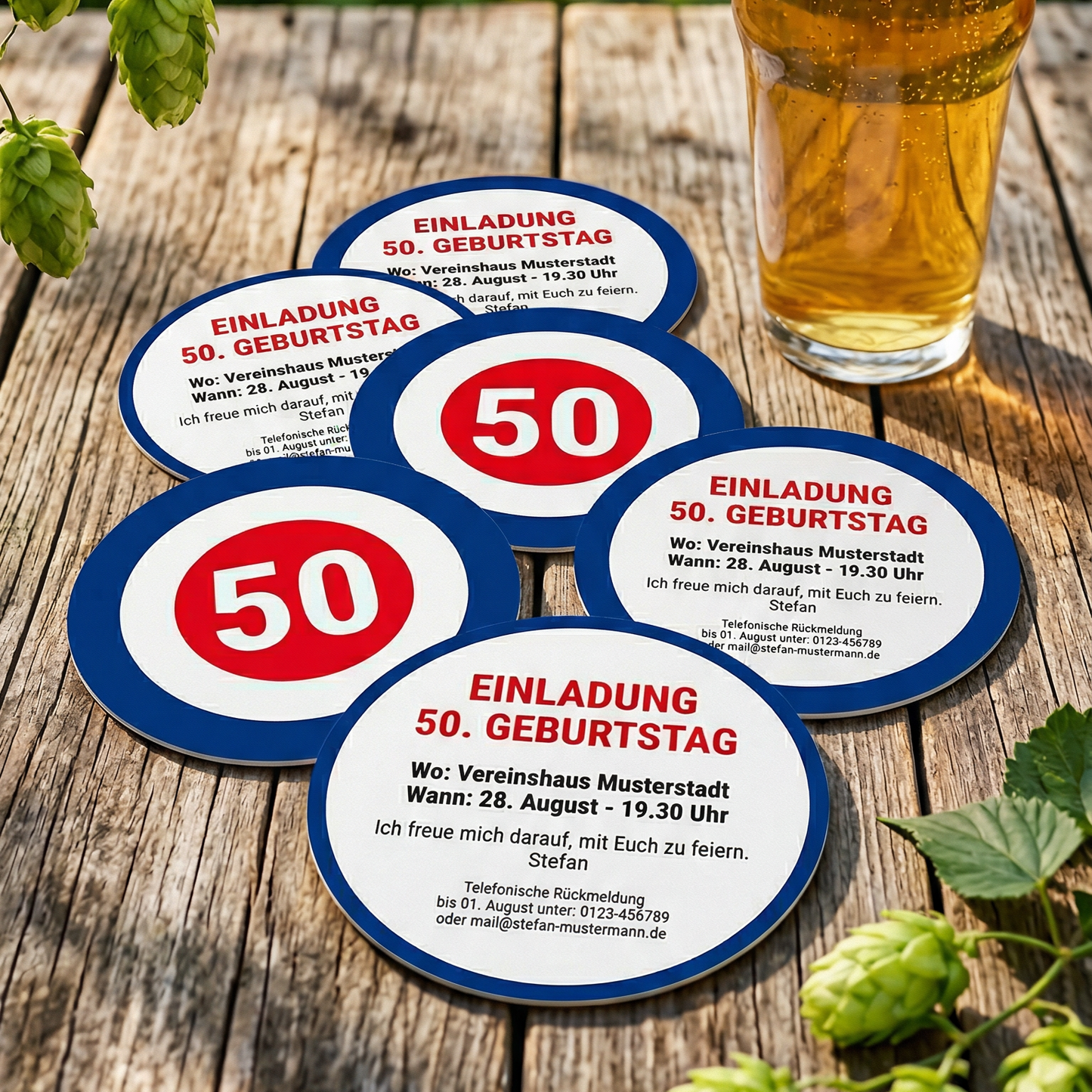 Bierdeckel Einladung zum Geburtstag: Target - Individuelle Einladung
