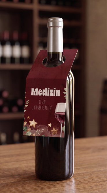 Flaschenanhänger Geburtstag „Medizin gegen Ich werde älter“ – Lustiger Geburtstagsgruß