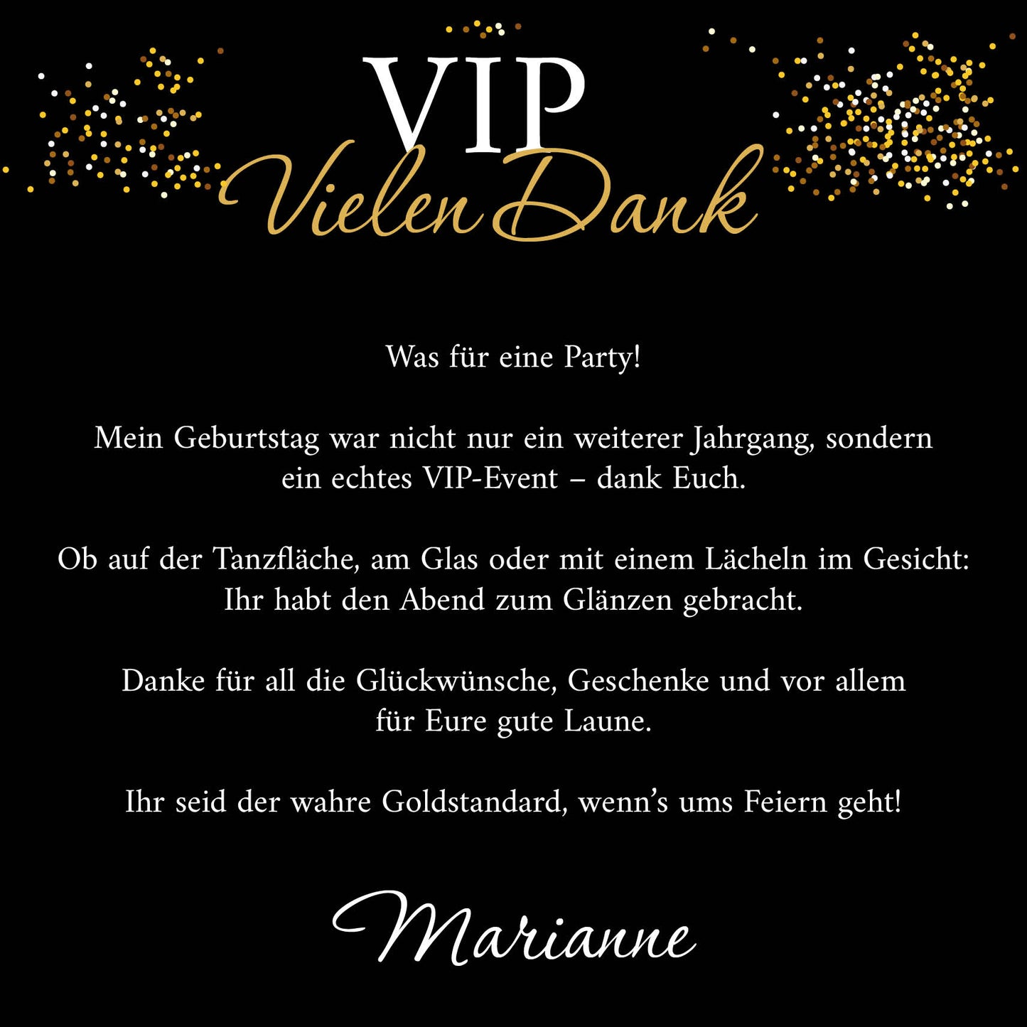Danksagung Geburtstag: VIP Party