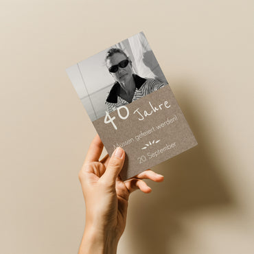 Rustikale Einladung zum 40. Geburtstag mit Foto