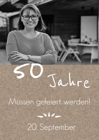 Rustikale Einladung zum 50. Geburtstag mit Foto