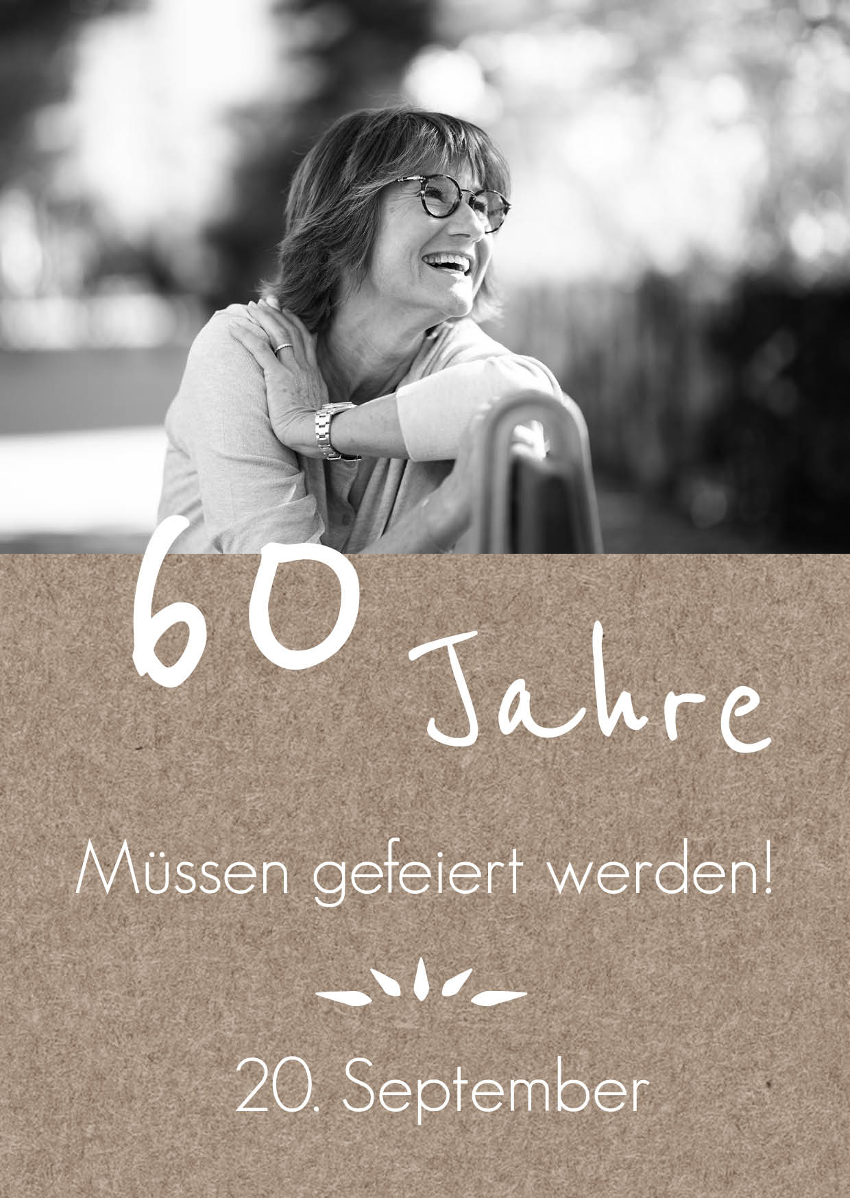 Rustikale Einladung zum 60. Geburtstag mit Foto