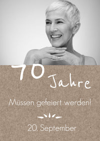 Rustikale Einladung zum 70. Geburtstag mit Foto