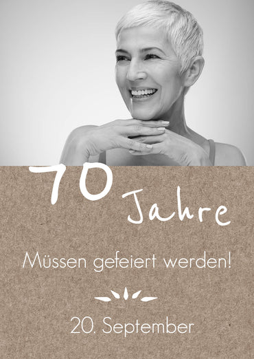 Rustikale Einladung zum 70. Geburtstag mit Foto
