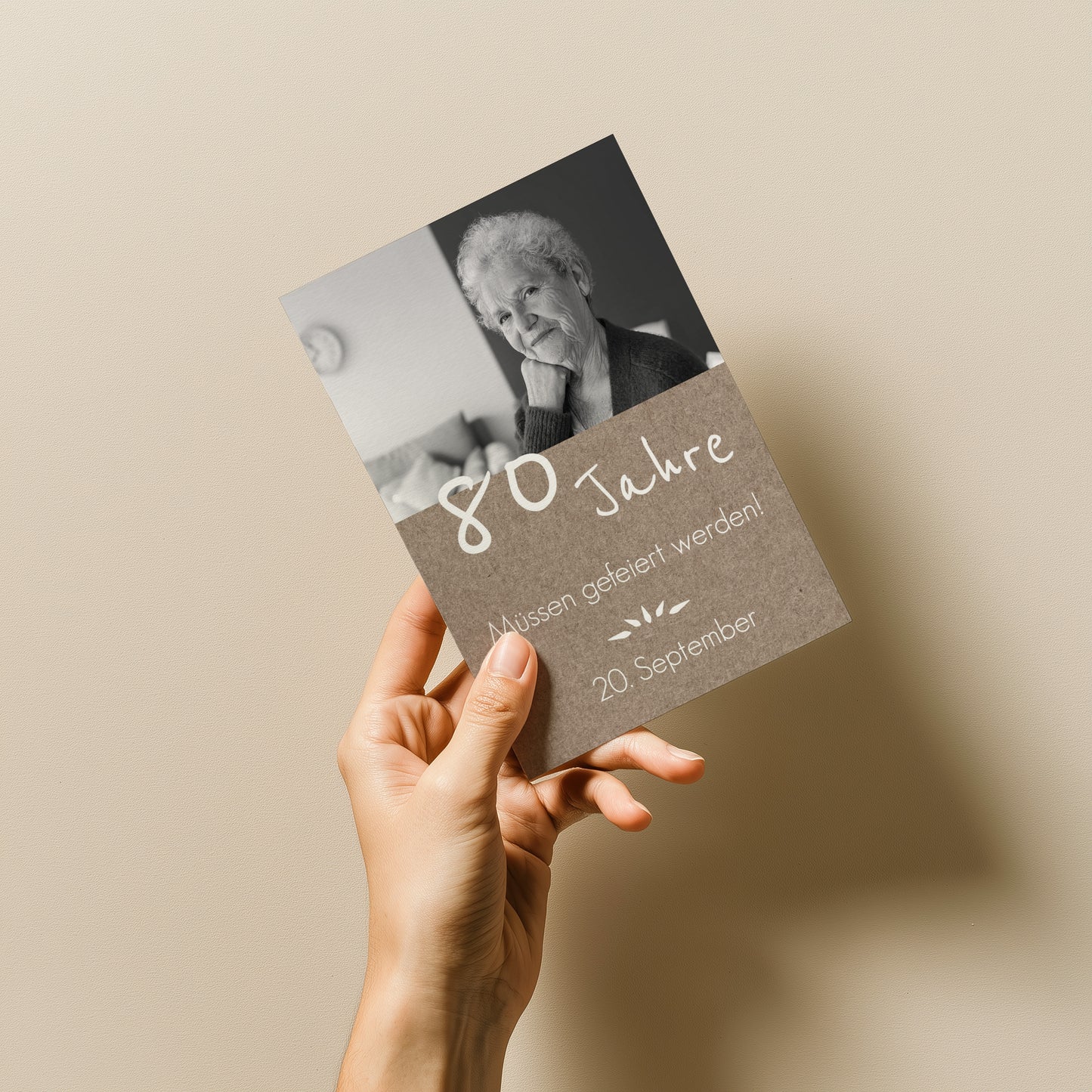 Rustikale Einladung zum 80. Geburtstag mit Foto