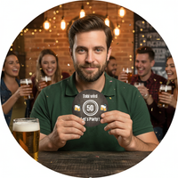 Bierdeckel Einladung zum 50. Geburtstag:  LET’S PARTY! 🎉🍻 - Individuelle Einladung