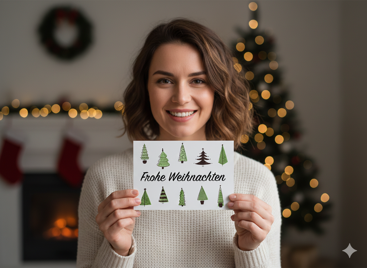 Weihnachtskarte Frohe Weihnachten – Stilvolle Weihnachtsgrußkarte mit Tannenbaum Design